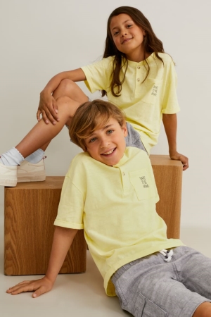 C&A Sleeve Genderneutral T-shirt Tjej Ljusgula | HSKZX-1624