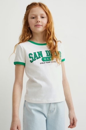 C&A Sleeve T-shirt Tjej Vita | KAVHQ-2635