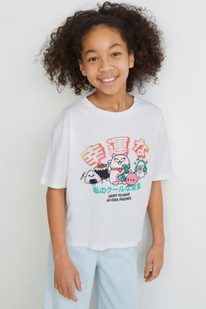 C&A Sleeve T-shirt Tjej Vita | MVXBF-0123