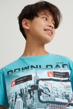 C&A Sleeve With In-conversion Bomull T-shirt Pojke Ljusturkos | ASCWK-8374