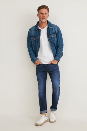 C&A Slim Coolmax® Ecomade Lycra® Jeans Herr Blå Mörkblå | KMZEH-7314