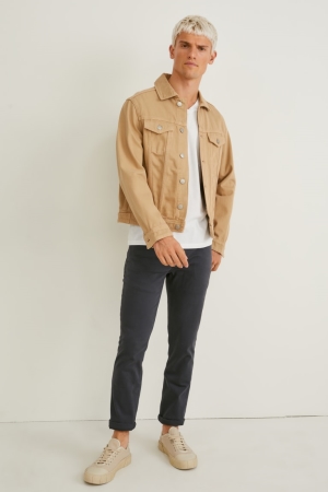 C&A Slim Fit Flex Lycra® Långbyxor Herr Mörkgrå | ZSJIQ-1605
