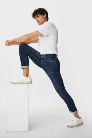 C&A Slim Flex Jog Denim Jeans Herr Blå Mörkblå | BSFIC-8614