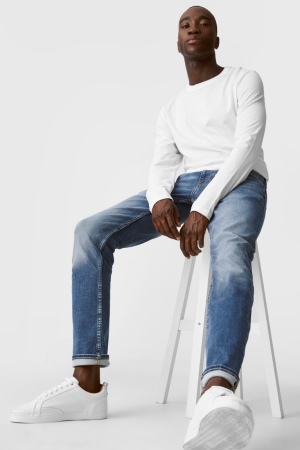 C&A Slim Flex Jog Denim Lycra® Jeans Herr Blå | KCPRF-4059