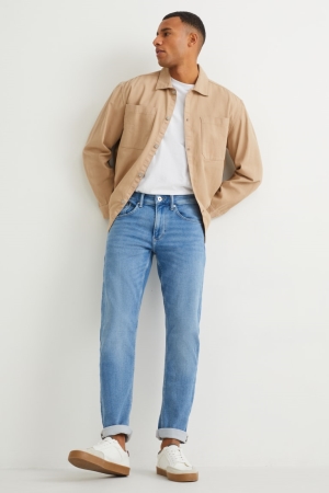 C&A Slim Flex Jog Denim With Organic Bomull Jeans Herr Blå Ljusblå | IBPNG-2746