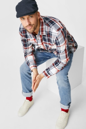 C&A Slim Jog Denim Lycra® Jeans Herr Blå | GXYFM-1597