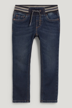C&A Slim Jog Denim Lycra® Organic Bomull Jeans Pojke Blå Mörkblå | FPWKN-3592