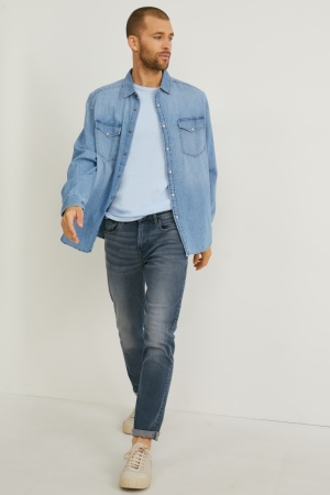 C&A Slim Lycra® Jeans Herr Blå | CZDHJ-7681