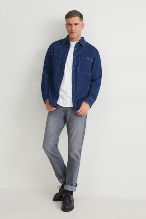 C&A Slim Lycra® Jeans Herr Blå Ljusgrå | HTQJO-3267