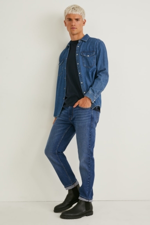 C&A Slim Lycra® Jeans Herr Blå | ZHPUY-0368
