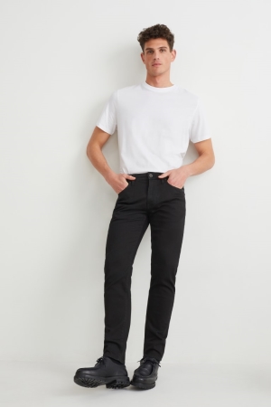 C&A Slim Lycra® With Recycled Bomull Jeans Herr Svarta | YMGBJ-7182
