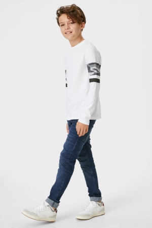 C&A Slim Organic Bomull Jeans Pojke Blå Mörkblå | GVLBM-9346