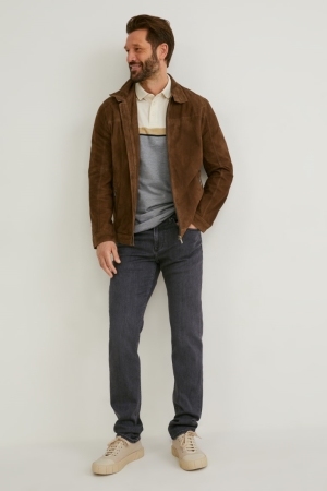 C&A Slim Recycled Jeans Herr Blå Mörkgrå | VQRMT-1763