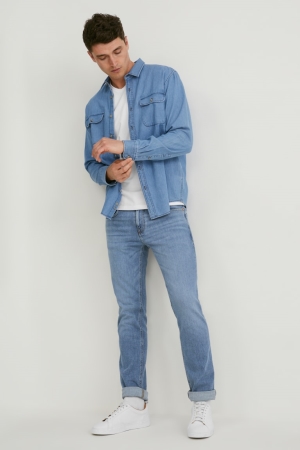 C&A Slim With Hemp Fibres Lycra® Jeans Herr Blå | KGRIM-8632