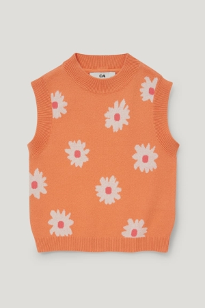 C&A Slipover Floral Hoodie Tjej Orange | XHYPC-9462