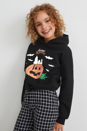 C&A Snoopy Halloween Hoodie Tjej Svarta | CJSUT-7564