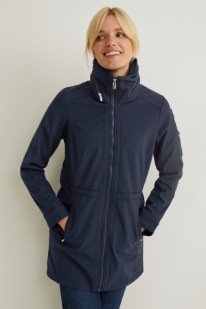 C&A Softshell With Hood Bionic-finish®eco Recycled Rockar Dam Mörkblå | ERMSO-3951