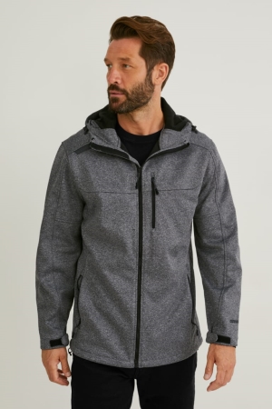 C&A Softshell With Hood Jacka Herr Grå | BSFOZ-9834