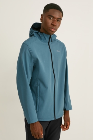 C&A Softshell With Hood Jacka Herr Petrol | BLUYE-7285