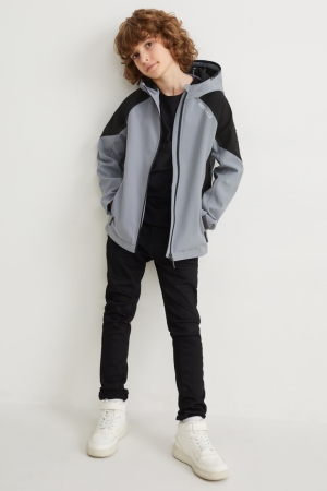 C&A Softshell With Hood Jacka Tjej Grå Svarta | OTIDL-0146