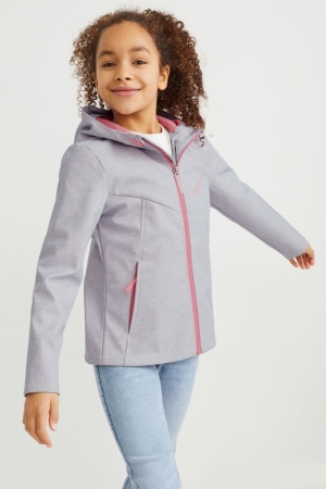 C&A Softshell With Hood Jacka Tjej Ljusgrå | SZDEQ-7514