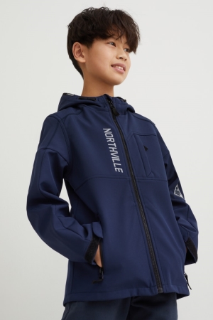 C&A Softshell With Hood Jacka Tjej Mörkblå | UPZSR-0437