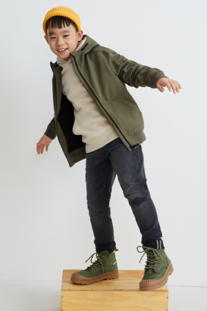 C&A Softshell With Hood Jacka Tjej Mörkgröna | XGWBA-7503