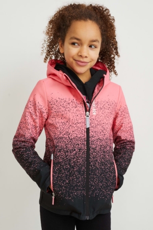 C&A Softshell With Hood Jacka Tjej Svarta Rosa | DJGSX-2439