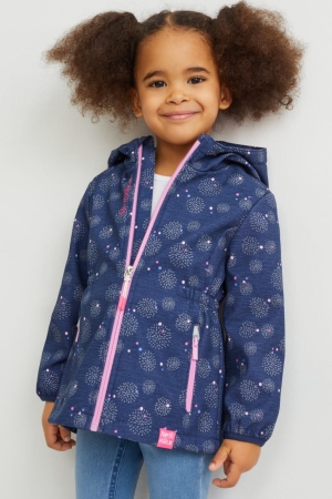 C&A Softshell With Hood Patterned Jacka Tjej Mörkblå | MQAYZ-0985