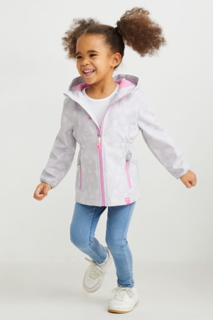 C&A Softshell With Hood Patterned Jacka Tjej Ljusgrå | UJNMP-8275