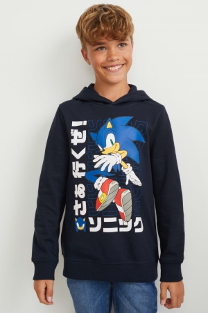 C&A Sonic Hoodie Tjej Mörkblå | UQITR-9243