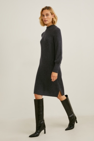 C&A Stickad Cashmere Klänning Dam Mörkgrå | RVWFZ-7168