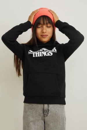 C&A Stranger Things Hoodie Tjej Svarta | GOKEF-7645