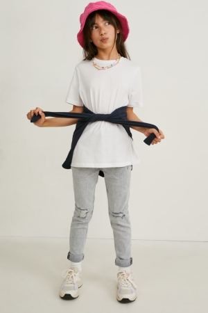 C&A Super Mager Jeans Tjej Ljusgrå | BYAEI-4910