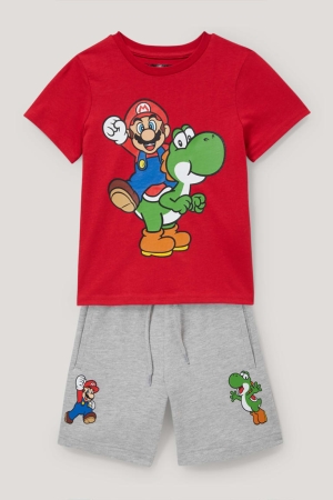 C&A Super Mario Set Sleeve And Sweat 2 Piece Långbyxor Pojke Röda | ECFTU-4307