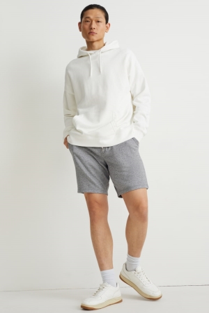 C&A Sweat With Organic Bomull Shorts Herr Ljusgrå | GIVSB-5012