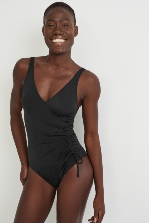 C&A Swimsuit With Gathers Vadderad Lycra® Xtra Life™ Badkläder Dam Svarta | JSCNI-6395