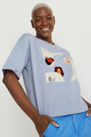 C&A T-shirt Dam Ljusblå | CJSIM-0642