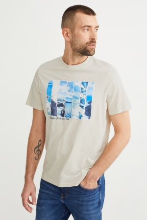 C&A T-shirt Herr Beige | IJMKY-1305