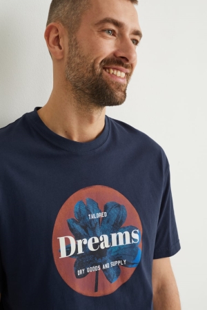 C&A T-shirt Herr Mörkblå | IJFOH-4851