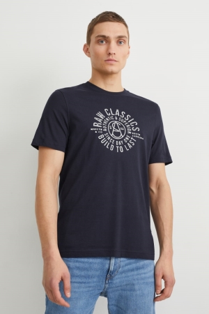 C&A T-shirt Herr Mörkblå | QXCKV-7025