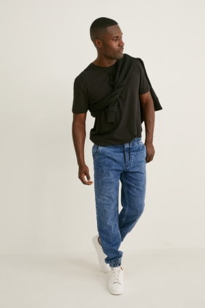 C&A Tapered Flex Jog Denim Jeans Herr Blå Mörkblå | ASKDN-1549