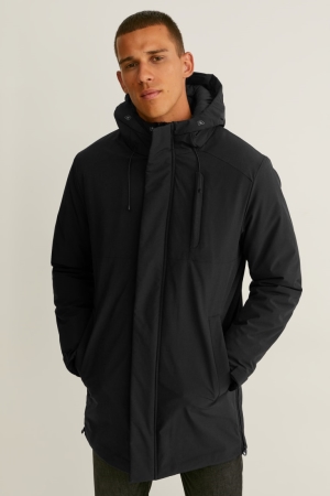 C&A Technical Parka With Hood Recycled Jacka Herr Svarta | WNURQ-8704