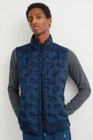C&A Technical Quiltad Gilet Recycled Jacka Herr Mörkblå | QJKZP-4837