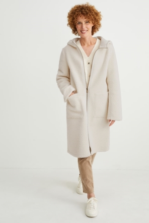 C&A Teddy Fur With Hood Rockar Dam Vita | BTCJU-1629