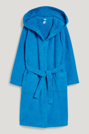 C&A Terry Cloth Bathrobe With Hood Organic Bomull Badkläder Pojke Petrol | NEYZL-1842