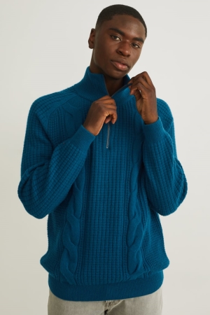 C&A Ull Blend Recycled Jumpers Herr Mörkturkos | UWCLK-2846