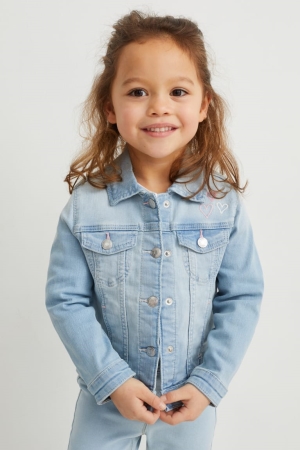 C&A Unicorn Denim Jacka Tjej Blå Ljusblå | KJCBQ-5618