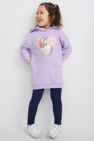 C&A Unicorn Set With Hood And Leggings Klänning Tjej Ljuslila | UOERJ-4718