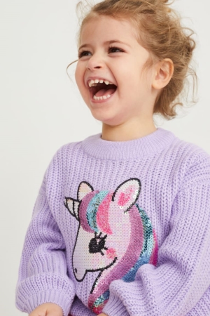 C&A Unicorn Shiny Jumpers Tjej Ljuslila | BASRL-3941